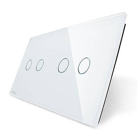 Скло накладка для механізмів Livolo (2 + 2 канали) Білий
