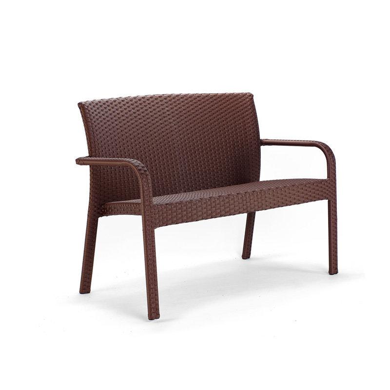 Диван плетений 2-місний Палермо без текстилю, віск. ротанг L12, A01 Коричневий, 120х52х86 см (Pradex ТМ)