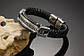 Шкіряний браслет "Античний" зі вставками з нержавіючої сталі, колір сріблясто-чорний, фото 4