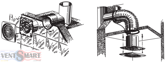 Способы и варианты монтажа бытовых осевых вытяжных вентиляторов Блауберг Bravo 100 T: потолочный и настенный монтаж.