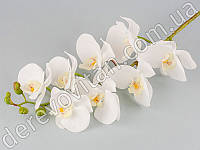 Орхідея декоративна біла, гілка, 8 квіток із тканини, 98 см