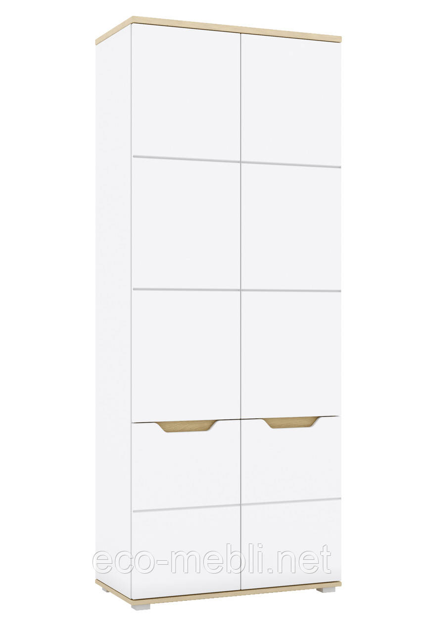 Шафа розпашна F 4Д у вітальню Valles Дуб Камяний / Білий Blonski, фото 1