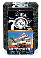 Чай черный листовой Тарлтон Captain Earl Grey с маслом бергамота 200 г в жестяной банке с часами