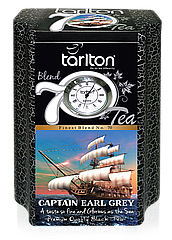 Чай чорний листовий Тарлтон Captain Earl Grey з олією бергамоту 200 г у бляшанці з годинником