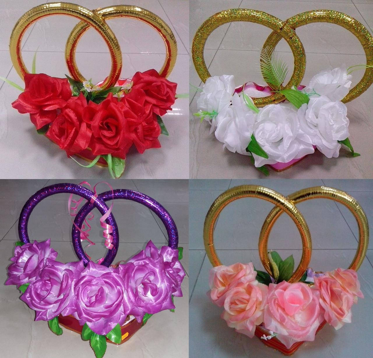 

Кольца на свадебную машину "Розы" (эконом), Разные цвета