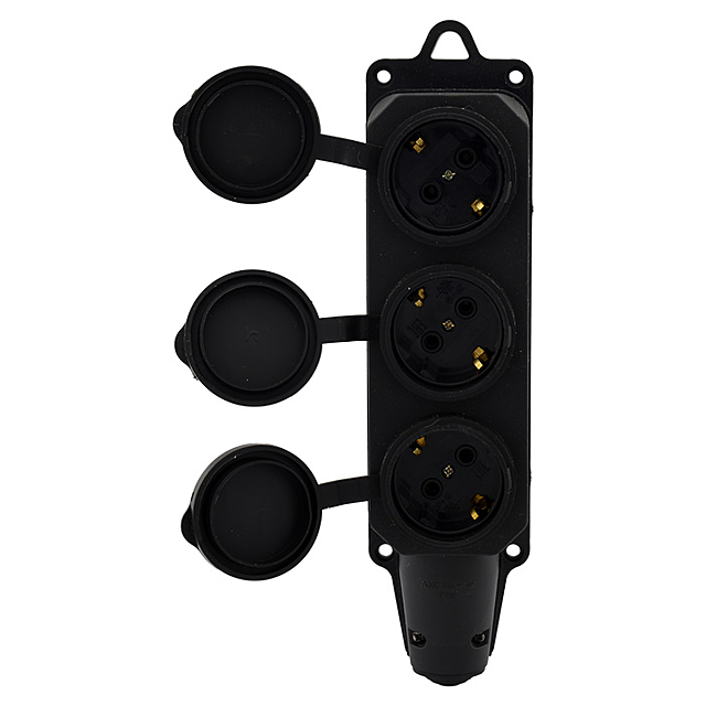 

Светоприбор РА16-403Р Колодка 3 гнезда с заземлением и крышкой Каучук