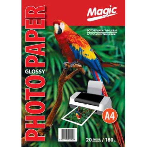 

Фотобумага А4 глянцевая Magic плотность 180 гр м2, Белый