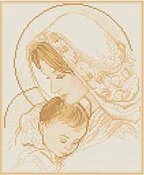 АМП-002. Набір алмазної мозаїки Мадонна і дитя (сепія). 27х32см