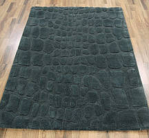 Темно-сірий однотонний килим на підлогу, купити рельєфні килими