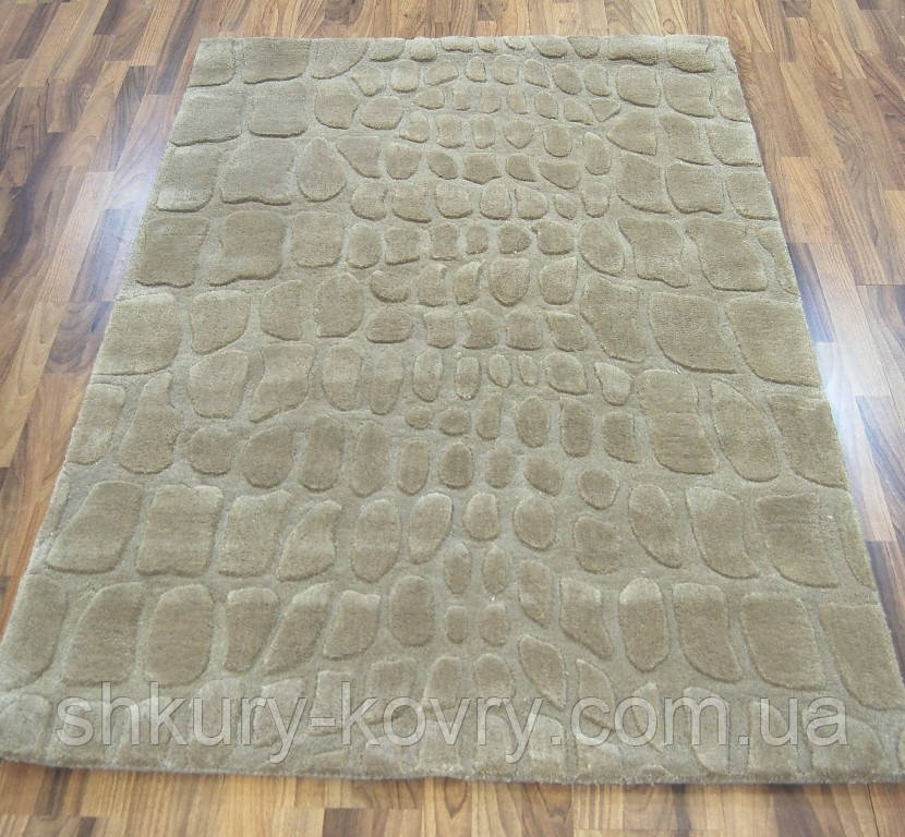 Бежевий килим із вовни з абстрактним малюнком, килими з тисненням