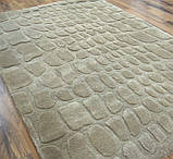 Бежевий килим із вовни з абстрактним малюнком, килими з тисненням, фото 2