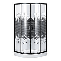 S-90/15(3), Sansa, душова кабіна 90 х 90 см, рама сатин чорна, скло прозоре-мозаїк