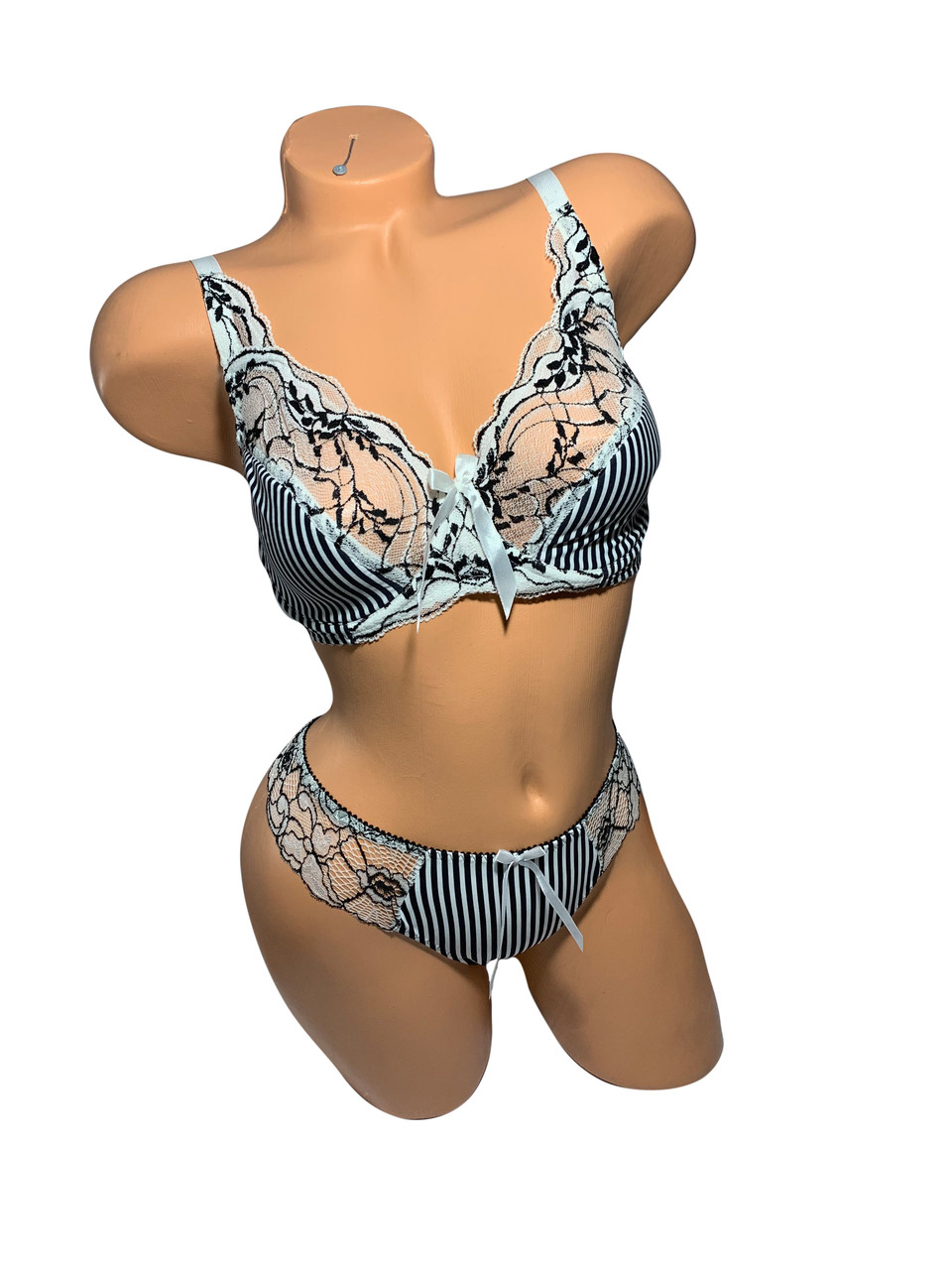 Комплект білизни Marta 0159 білий у чорну смужку