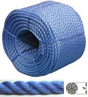 Веревка 12мм 200м/polyster double twisted rope "Blue color"