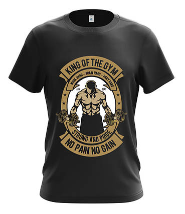 Футболка чоловіча "King of the GYM" Чорний, S, фото 2