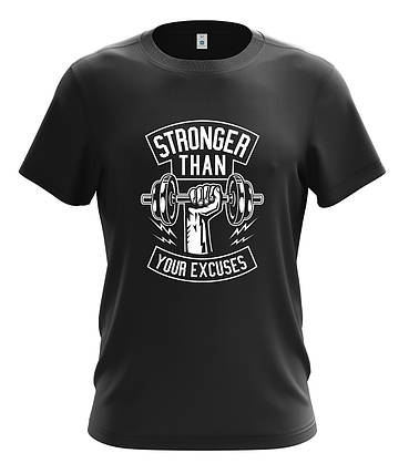 Футболка чоловіча спортивна "Stronger in GYM" Чорний, XL, фото 2