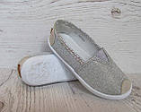 Дитячі мокасини сріблясті сірі для дівчат, текстильні, розмір 24 coll. paris №dd460s1, фото 2