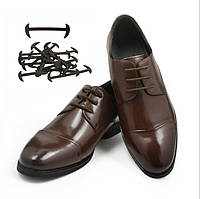 Шнурки силиконовые круглые универсальные для классической обуви. Силиконовые антишнурки Коричневые