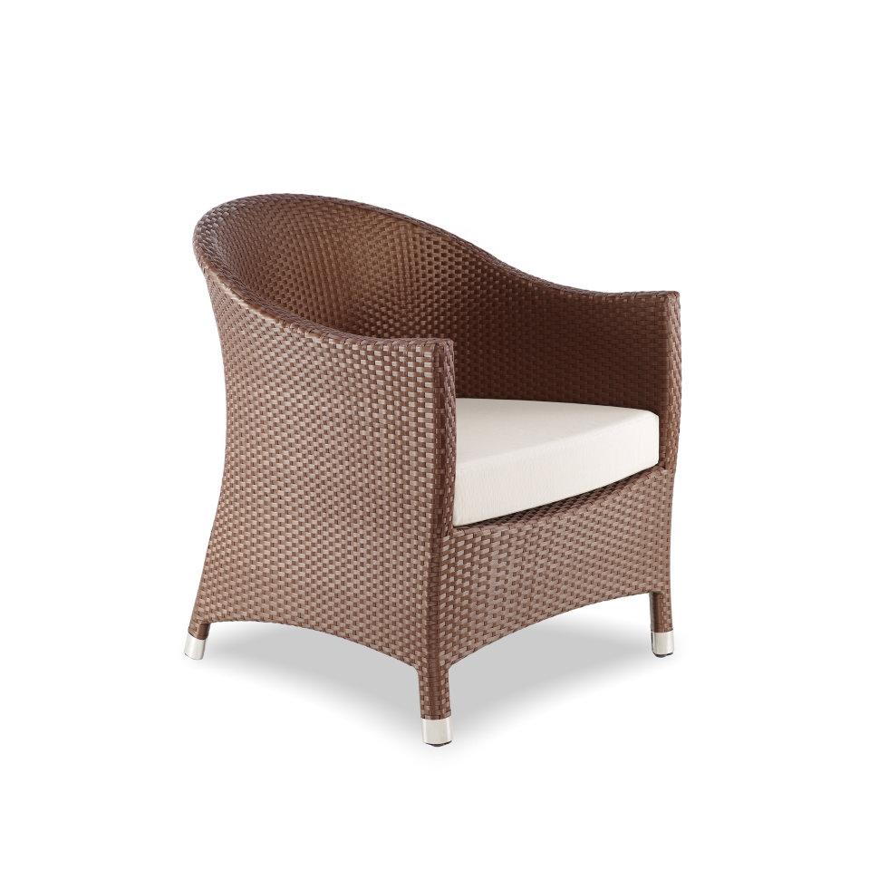 Крісло плетене Парадиз Лаунж без текстилю каркас алюміній, віск. ротанг L12, A01 Коричневий (Pradex ТМ)