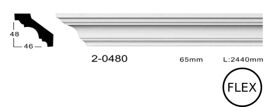 Карниз стельовий гладкий Classic Home 2-0480 flex, ліпний декор з поліуретану