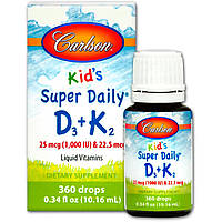 Вітамін D3+K2 для дітей, Carlson Labs, 25 мкг & 22.5 мкг, 10 мл