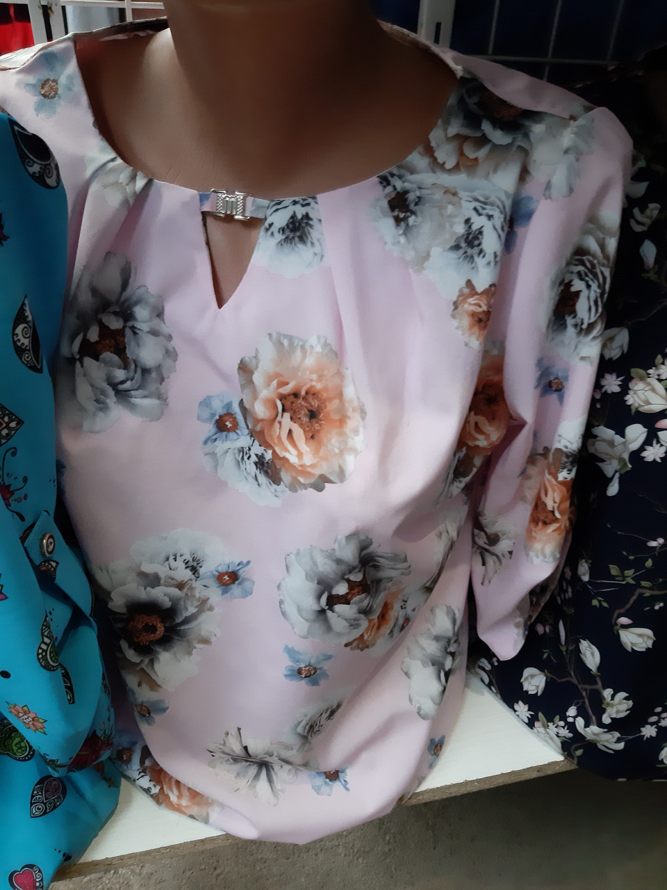 Женская летняя блузка с цветочным принтом - фото 4 - id-p662585647