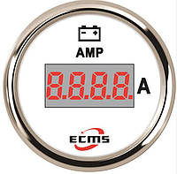 Цифровой амперметр Ecms диаметр 52мм белый