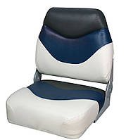 Сидіння складане преміум низька спинка біло/синьо/вугільне
