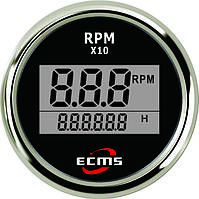 Цифровий тахометр з лічильником мотогодин ecms (чорний)