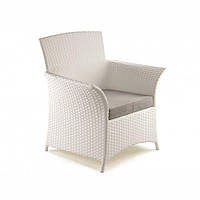 Кресло плетеное Патио без текстиля, каркас алюминий, иск. ротанг L12, A01 Белый перламутр (Pradex ТМ)
