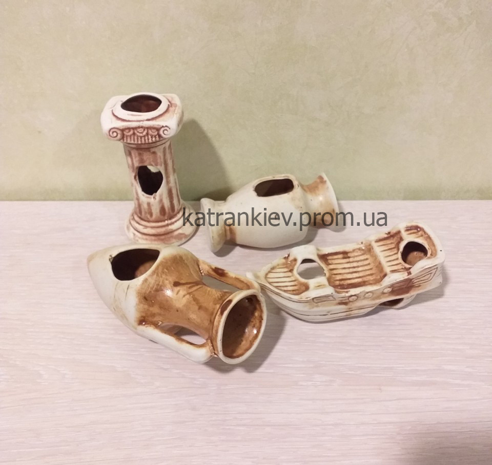 Декорація в акваріум, декор для акваріума колона, кораблик, глечик c331