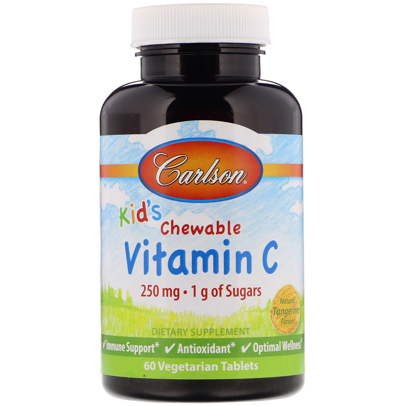 Жувальний вітамін С, Carlson Labs, Chewable Vitamin C, 250 мг, 60 таблеток