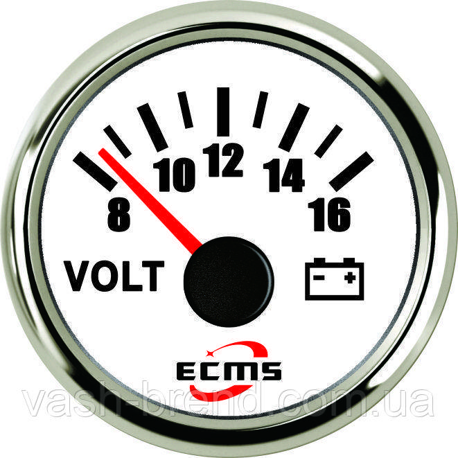 Вольтметр Ecms 52мм білий