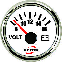 Вольтметр Ecms 52мм белый