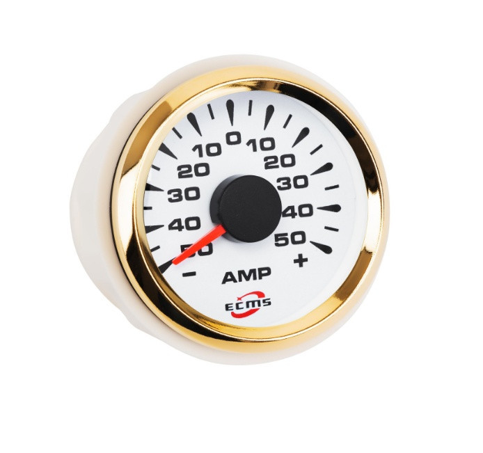 Амперметр ECMS HMA2-WG±80A діаметр 52мм рамка — золото дисплей — білий 802-00067, фото 1
