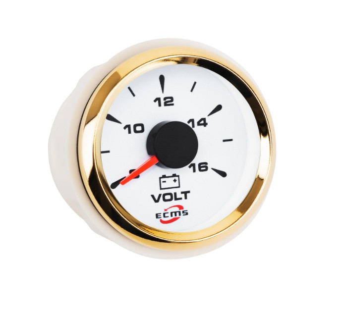 Вольтметр ECMS HMV2-WG-8-16 діаметр 52мм рамка — золото дисплей — білий 802-00042, фото 1