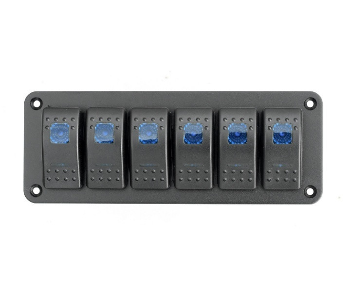 Панель перемикання на 6 кнопок синій LED, фото 1