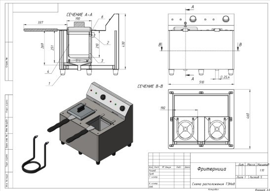 фритюрниця фритюрниця креслення