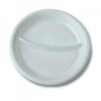 Тарелка 2-х секционная пластиковая диаметр 205мм (100 шт)