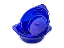 Одноразова тарілка стеклоподобная діаметр 500 мл синя (10 шт)