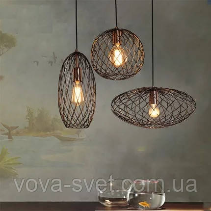 Стельовий підвісний світильник [LOFT Basket Sphere-B ] Bronze