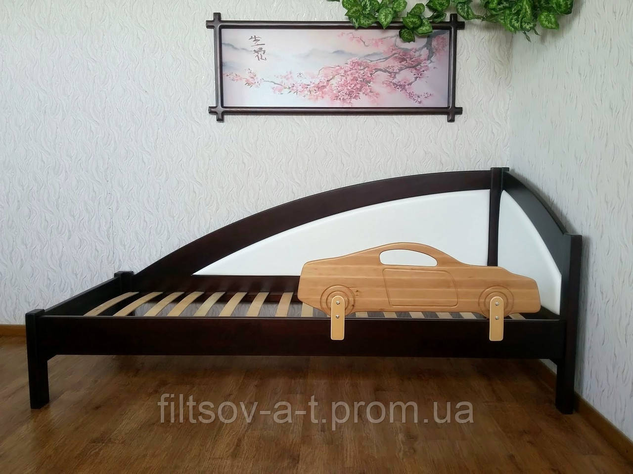 Кровать детская деревянная с защитным бортиком "Радуга Премиум" от производителя - фото 4 - id-p972761842