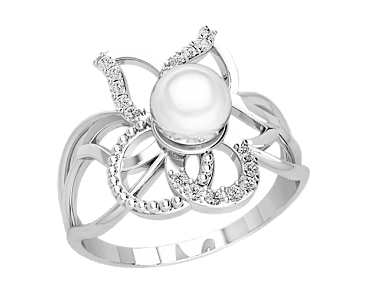 Кільце жіноче срібне Pearl flower, фото 1