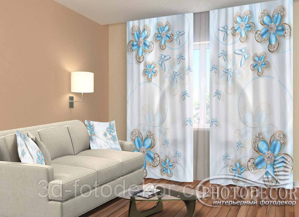 Фото Штори "Брошки" 2,5м*2,9м (2 полотна по 1,45м), тасьма