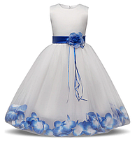 Розмір 110! Сукня "Ілюзія" біле з синім дитяче ошатне