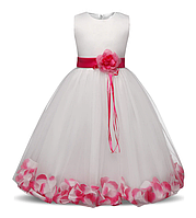 Платье "Иллюзия" белое с розовым нарядное детское .