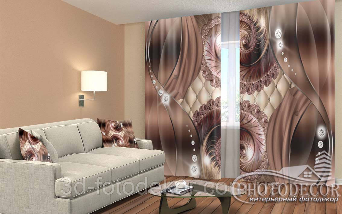 Фото Штори "Орнамент зі стразами" 2,5м*2,6м (2 полотна по 1,30м), тасьма