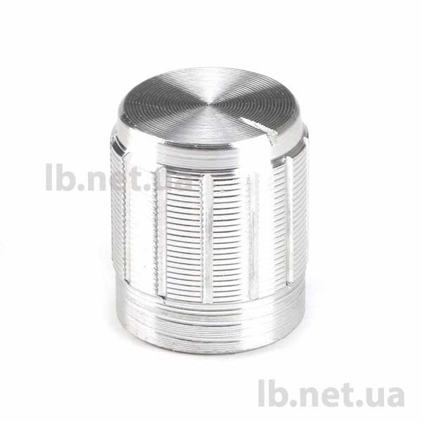 Ручка для потенціометра 15 х 17 мм, алюміній/сріб, фото 1