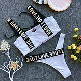 Сексуальний білий роздільний жіночий купальник, бразиліана, з топом, розмір L, фото 5