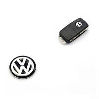 Логотип-наклейка на викидний ключ VW Black 14 мм (Силікон)